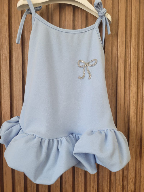 Abito fiocco celeste polvere