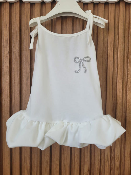 Abito fiocco celeste bianco